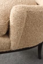 Deco Mahogany and Bouclé Wingback Chair by Edward Wormley for Dunbar Model 103B - Image 21