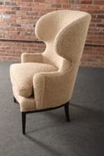 Deco Mahogany and Bouclé Wingback Chair by Edward Wormley for Dunbar Model 103B - Image 8