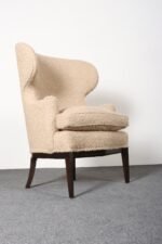 Deco Mahogany and Bouclé Wingback Chair by Edward Wormley for Dunbar Model 103B - Image 6