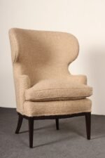 Deco Mahogany and Bouclé Wingback Chair by Edward Wormley for Dunbar Model 103B - Image 5
