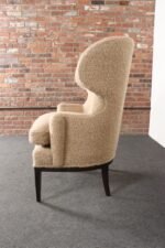 Deco Mahogany and Bouclé Wingback Chair by Edward Wormley for Dunbar Model 103B - Image 11