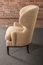 Deco Mahogany and Bouclé Wingback Chair by Edward Wormley for Dunbar Model 103B - Image 7