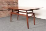 Danish Modern "Elevator" Metamorphic Coffee Table / Dining Table with Two Leaves - Image 11