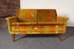 Scandinavian Folke Ohlsson Teak Settee in Jack Lenor Larsen "Caravan" Velvet - Image 3