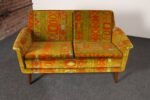 Scandinavian Folke Ohlsson Teak Settee in Jack Lenor Larsen "Caravan" Velvet - Image 2