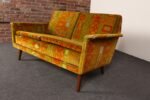 Scandinavian Folke Ohlsson Teak Settee in Jack Lenor Larsen "Caravan" Velvet - Image 9