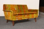 Scandinavian Folke Ohlsson Teak Settee in Jack Lenor Larsen "Caravan" Velvet - Image 4