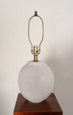 Vintage White Stippled Ceramic Orb Table Lamp by Lee Rosen for Design Technics - Image 9