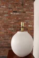 Vintage White Stippled Ceramic Orb Table Lamp by Lee Rosen for Design Technics - Image 14