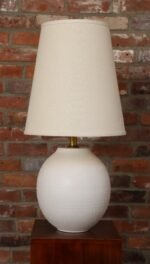 Vintage White Stippled Ceramic Orb Table Lamp by Lee Rosen for Design Technics - Image 4