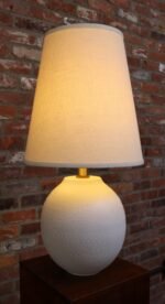 Vintage White Stippled Ceramic Orb Table Lamp by Lee Rosen for Design Technics - Image 7