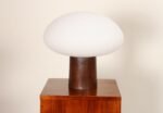 Vintage Mushroom Table Lamp with Frosted Glass Shade and Walnut Base by Laurel - Image 5