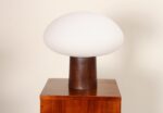 Vintage Mushroom Table Lamp with Frosted Glass Shade and Walnut Base by Laurel - Image 5