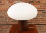 Vintage Mushroom Table Lamp with Frosted Glass Shade and Walnut Base by Laurel - Image 2