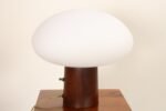 Vintage Mushroom Table Lamp with Frosted Glass Shade and Walnut Base by Laurel - Image 4