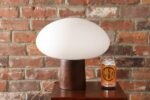 Vintage Mushroom Table Lamp with Frosted Glass Shade and Walnut Base by Laurel - Image 7