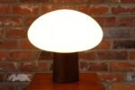 Vintage Mushroom Table Lamp with Frosted Glass Shade and Walnut Base by Laurel - Image 6