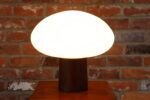 Vintage Mushroom Table Lamp with Frosted Glass Shade and Walnut Base by Laurel - Image 6