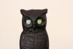 Vintage Cast Iron Perched Owl Andirons with Blue Green Glass Eyes - Image 14