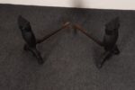 Vintage Cast Iron Perched Owl Andirons with Blue Green Glass Eyes - Image 10