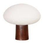 Vintage Mushroom Table Lamp with Frosted Glass Shade and Walnut Base by Laurel