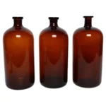 Set of Three Vintage Amber Glass Apothecary Bottles by Owens Illinois Glass Co.