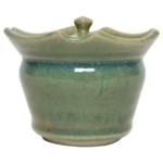 Vintage Petite Studio Ceramic Green Lidded Sugar Bowl by Deanna Nichols