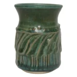 Petite Vintage Green Glaze Studio Ceramic Sgraffito Bud Vase by Deanna Nichols