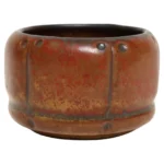Diminutive Vintage Red Variegated Incised Stoneware Vessel by Deanna Nichols