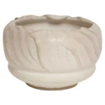 Vintage Pink Matte Glazed Incised Ceramic Vase / Planter by Deanna Nichols