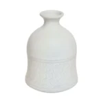 Vintage White Glazed Studio Ceramic Vase with Sgraffito Detail by Deanna Nichols
