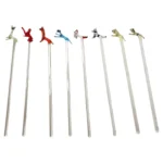Set of Eight Vintage Blown Glass Animal Cocktail Stirrers with Box by Saxon