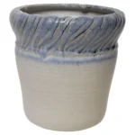 Vintage Navy and Pale Blue Incised Studio Ceramic Planter by Deanna Nichols