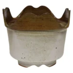 Vintage Brown and Pale Gray Studio Pottery Square Planter by Deanna Nichols