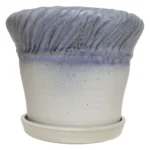 Vintage Lilac and Pale Gray Studio Ceramic Planter with Plate by Deanna Nichols