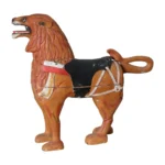 American Folk Art Hand-Carved and Painted Solid Pine Stationary Standing Lion
