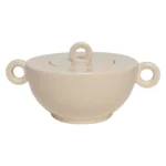 French Art Deco Taupe Ceramic Lidded Sugar Bowl by Jean Luce