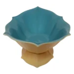 Art Deco Matte Yellow and Glossy Blue Ceramic Console Bowl by Cowan Pottery
