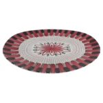 Scandinavian Geometric and Floral Hand-Painted Fajance Platter by Elle Norway