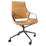 German Leather and Chrome Desk / Conference Chair by Jehs + Laub for Wilkhahn