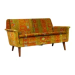 Scandinavian Folke Ohlsson Teak Settee in Jack Lenor Larsen "Caravan" Velvet