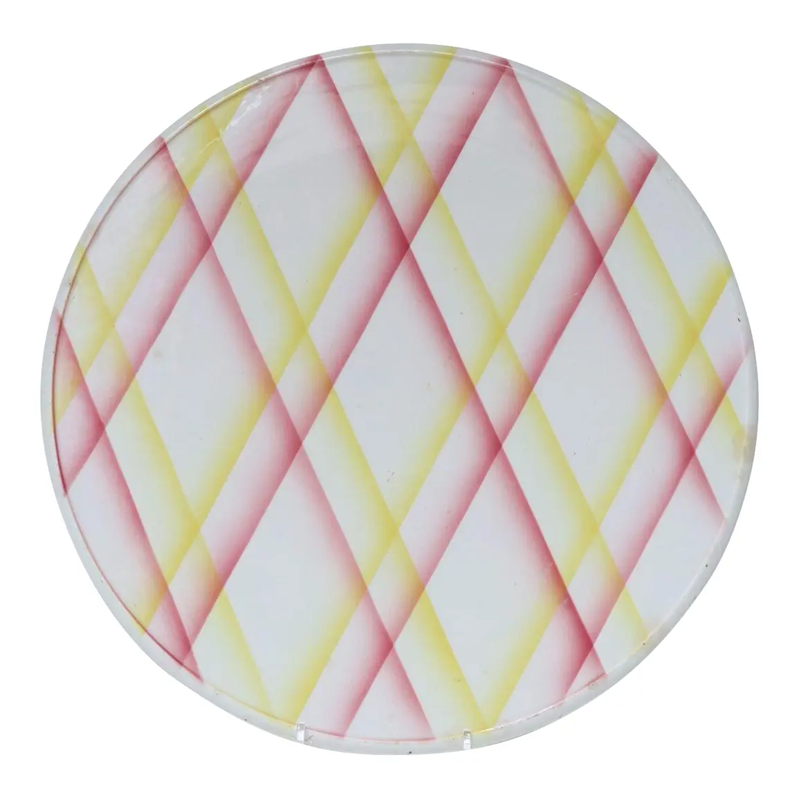 1 Vintage German Ceramic Cake or Pie Plate / Round Trivet With Diamond Argyle / Lattice Pattern - Image 1