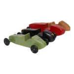 Set of Four Vintage Painted Pinewood Racers