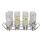 Set of Eight Vintage Frosted Glasses With Animal Carousel Motif by Libbey With Carrier