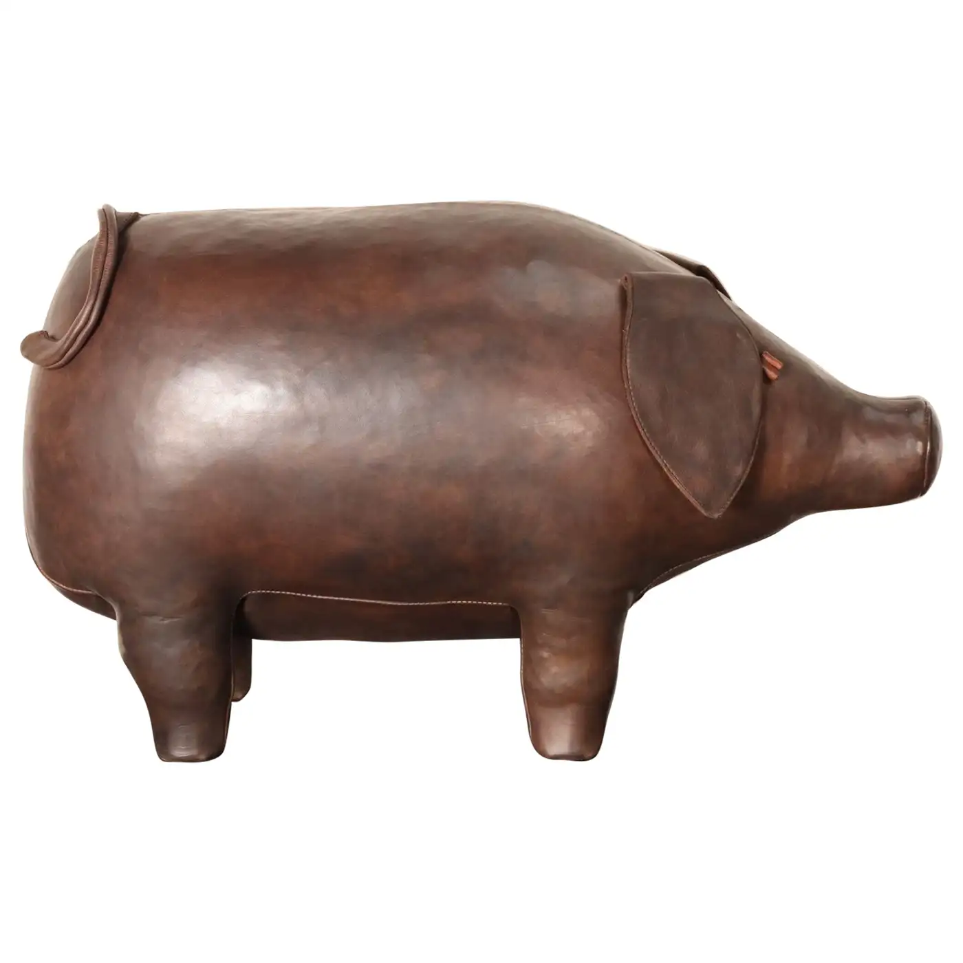 1 Vintage Leather Pig Footstool by Dimitri Omersa for Abercrombie and Fitch - Image 1