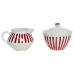 Swedish Ceramic Red Stripe Sugar and Creamer by Karin Björquist for Gustavsberg