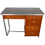 Bauhaus Desk in Beech, Black Laminate, and Bakelite with Tubular Steel Base