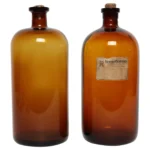 Set of Two Vintage Amber Glass Apothecary Bottles by Owens-Illinois Glass Co.
