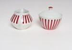 Swedish Ceramic Red Stripe Sugar and Creamer by Karin Björquist for Gustavsberg - Image 5