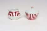 Swedish Ceramic Red Stripe Sugar and Creamer by Karin Björquist for Gustavsberg - Image 2